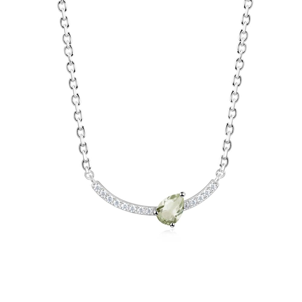 Pave Curve Green Amethyst Necklace - LUO Jewelry #metal_sterling silver