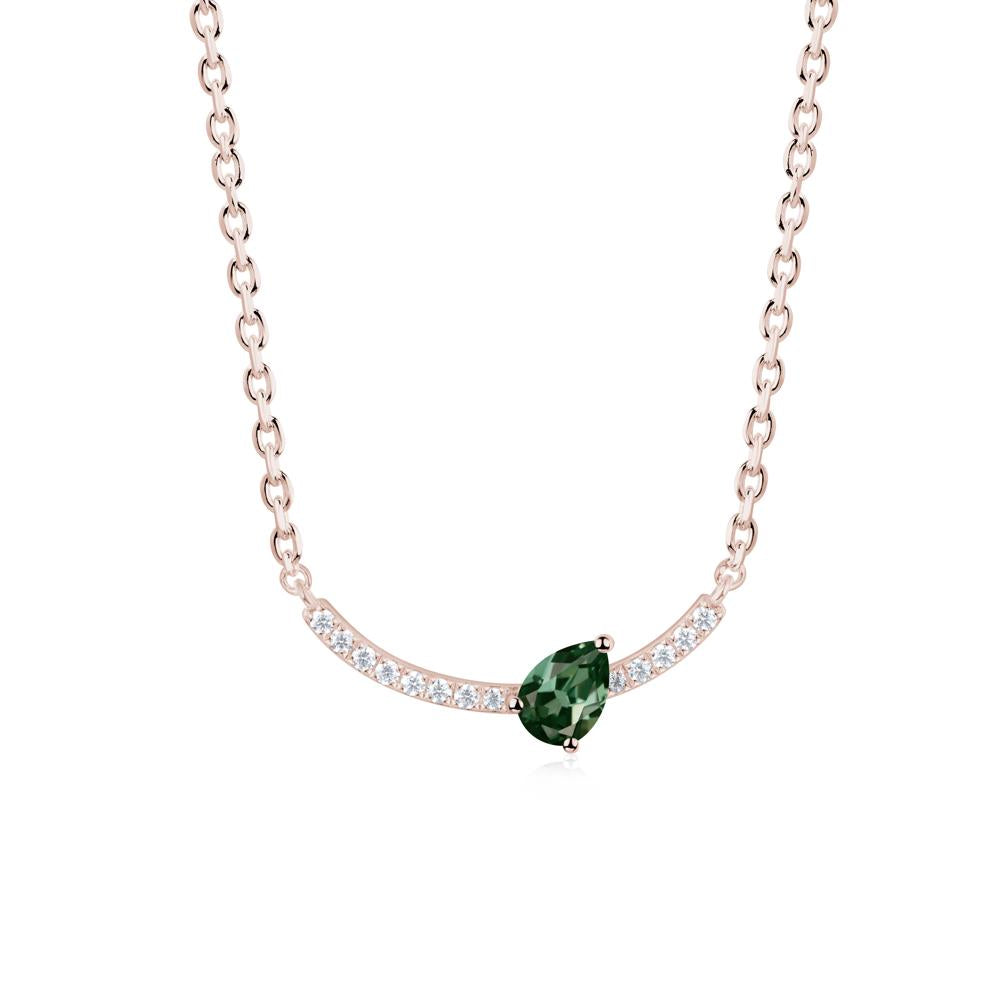 Pave Curve Green Sapphire Necklace - LUO Jewelry #metal_14k rose gold