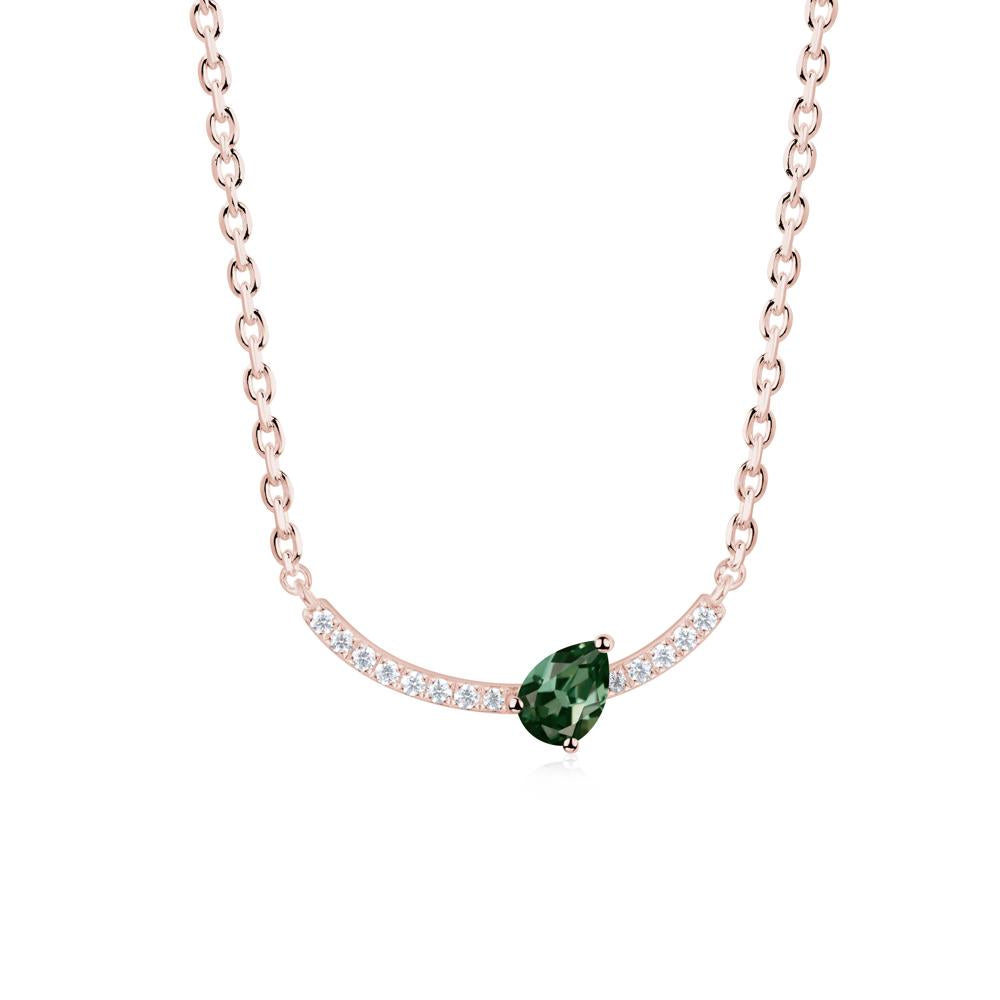 Pave Curve Green Sapphire Necklace - LUO Jewelry #metal_18k rose gold