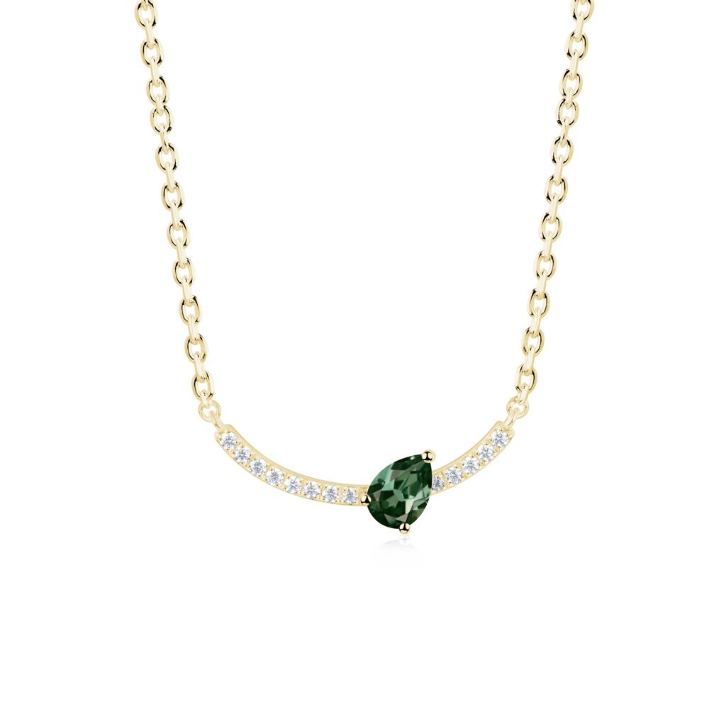 Pave Curve Green Sapphire Necklace - LUO Jewelry #metal_18k yellow gold
