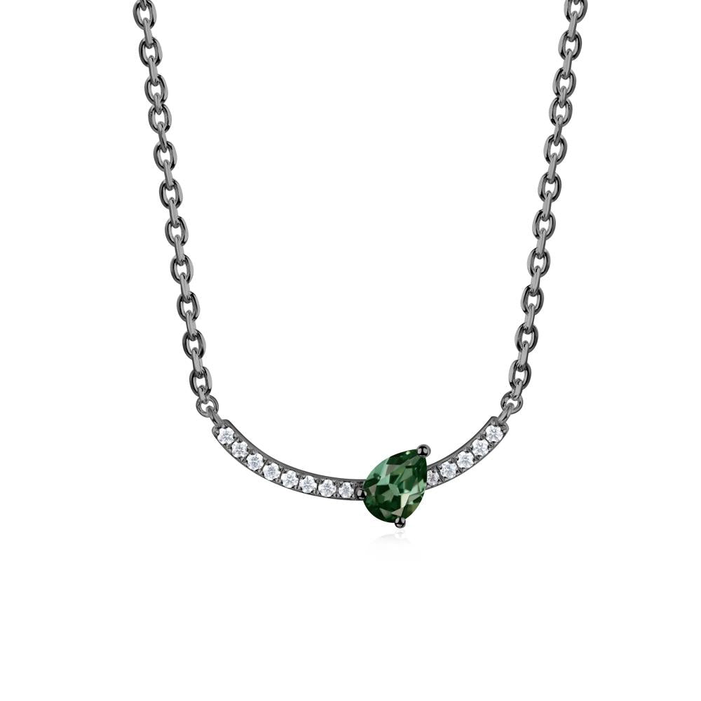 Pave Curve Green Sapphire Necklace - LUO Jewelry #metal_black finish sterling silver