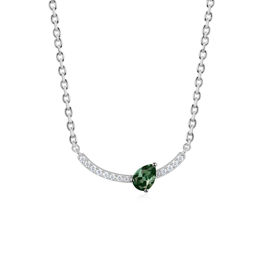 Pave Curve Green Sapphire Necklace - LUO Jewelry #metal_platinum