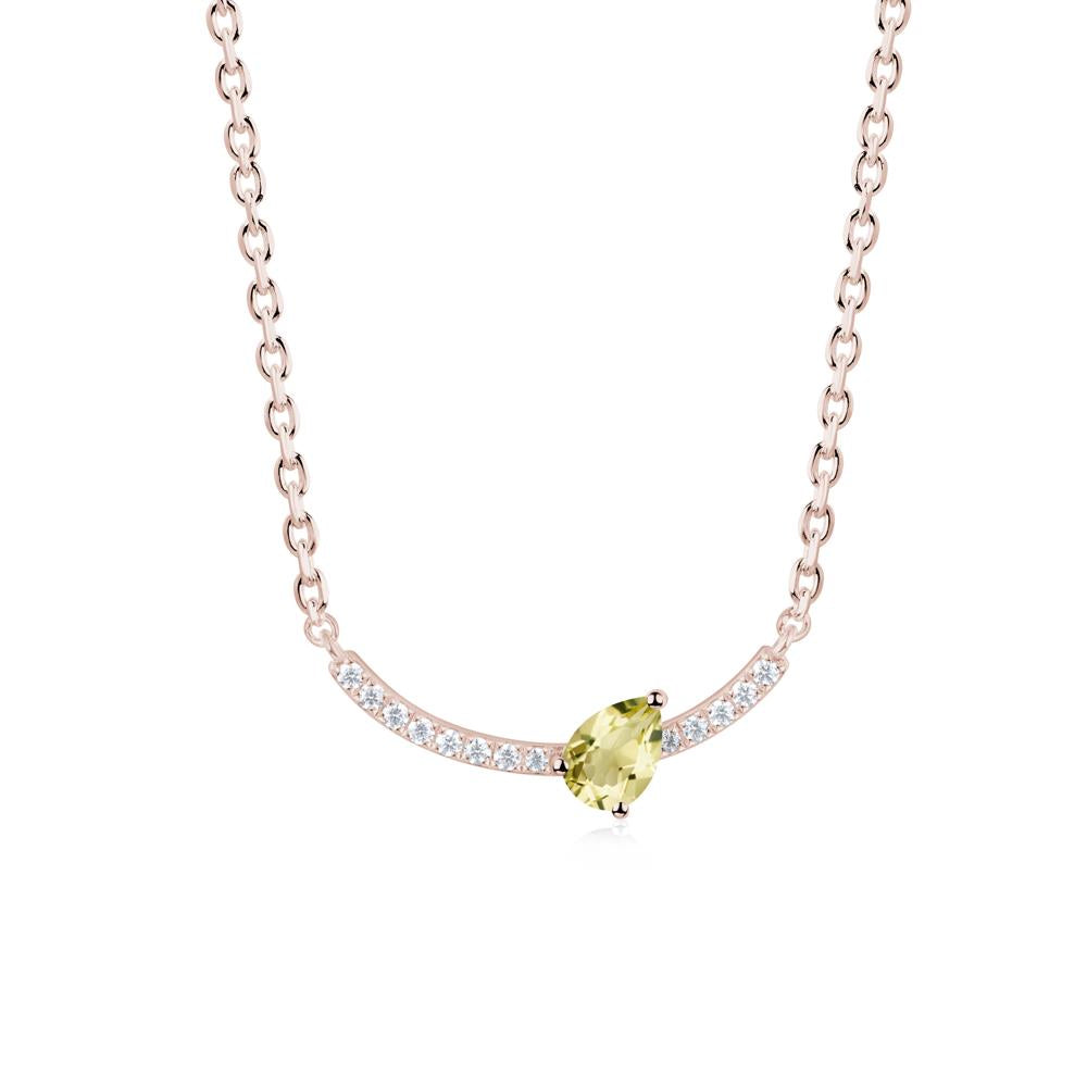 Pear Lemon Quartz Smile Necklace - LUO Jewelry #metal_14k rose gold