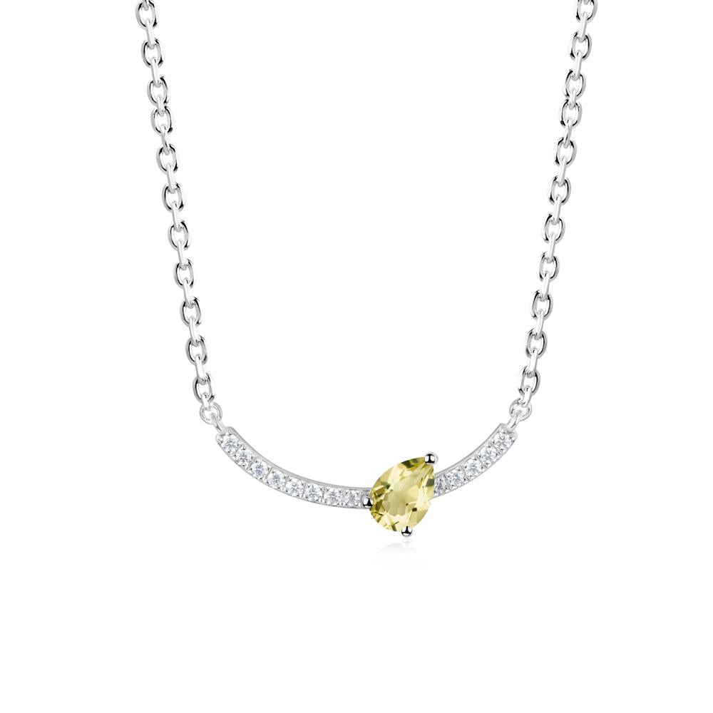 Pear Lemon Quartz Smile Necklace - LUO Jewelry #metal_14k white gold