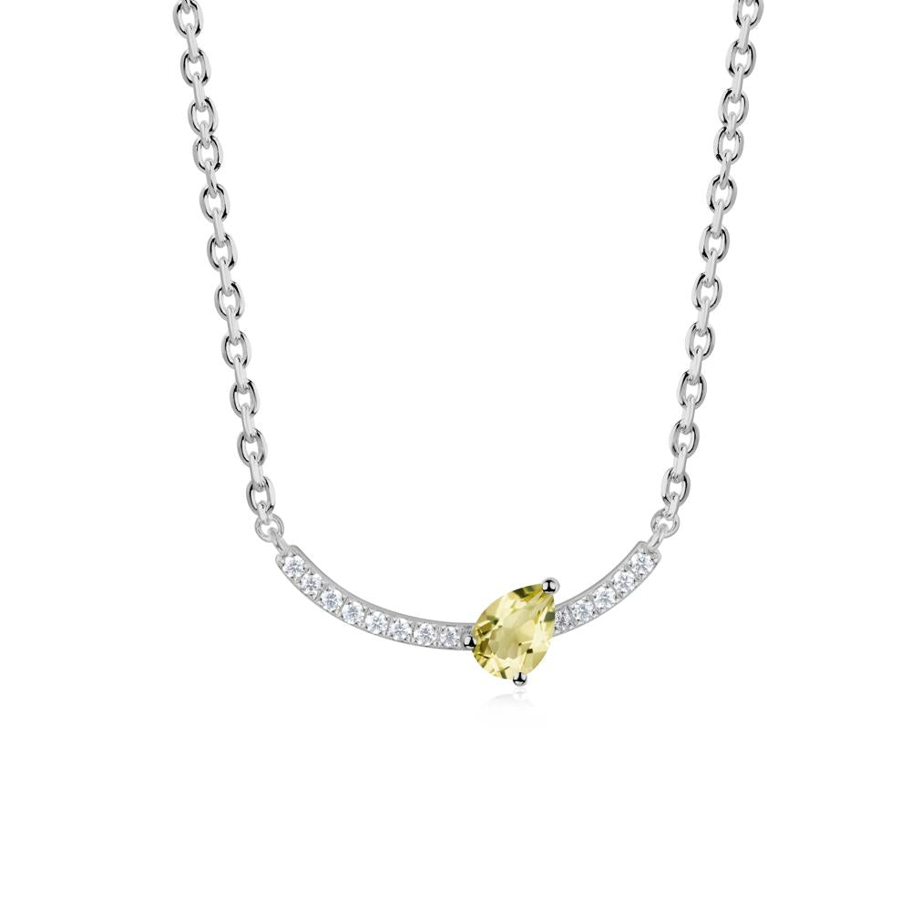 Pear Lemon Quartz Smile Necklace - LUO Jewelry #metal_platinum