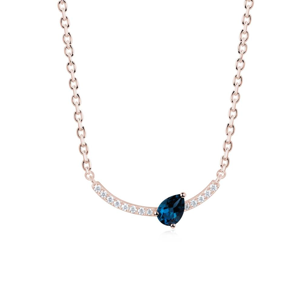 Pear London Blue Topaz Smile Necklace - LUO Jewelry #metal_14k rose gold
