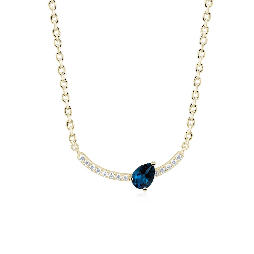 Pear London Blue Topaz Smile Necklace - LUO Jewelry #metal_14k yellow gold