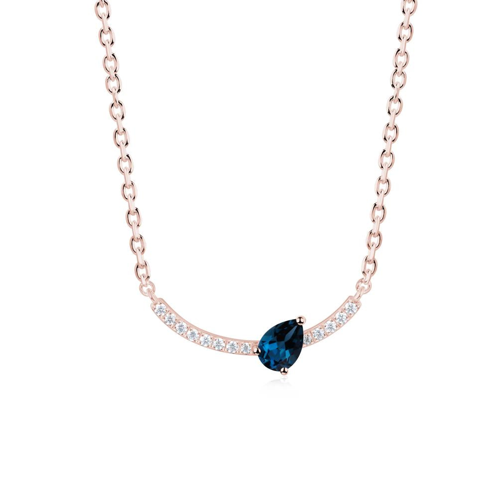 Pear London Blue Topaz Smile Necklace - LUO Jewelry #metal_18k rose gold