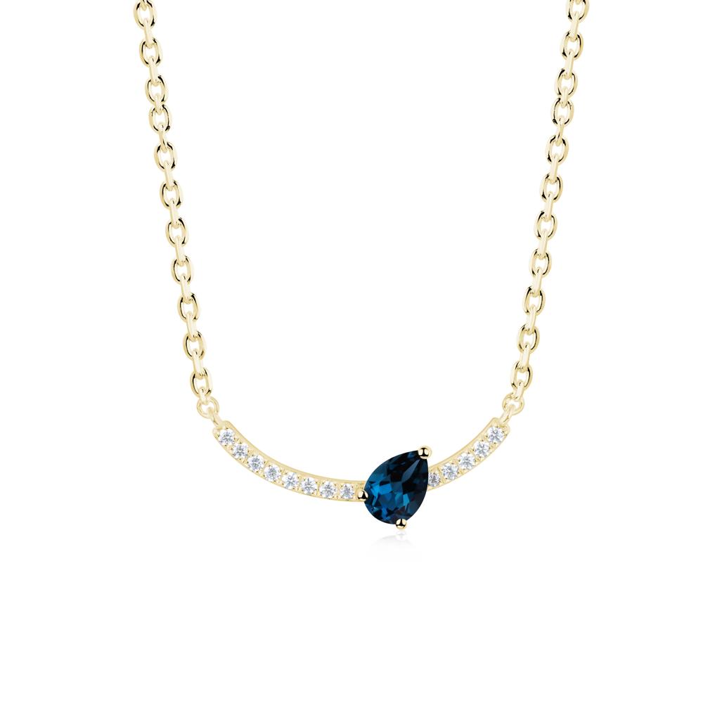 Pear London Blue Topaz Smile Necklace - LUO Jewelry #metal_18k yellow gold