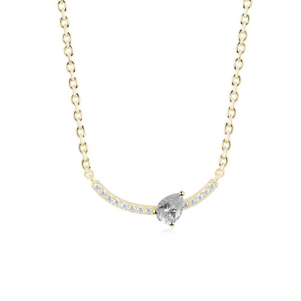 Teardrop Moissanite Smile Necklace - LUO Jewelry #metal_18k yellow gold