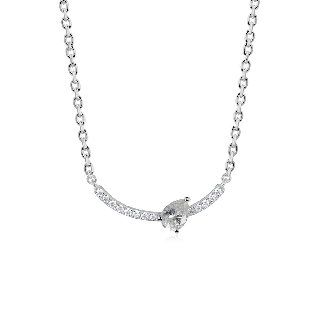 Teardrop Moissanite Smile Necklace - LUO Jewelry #metal_platinum