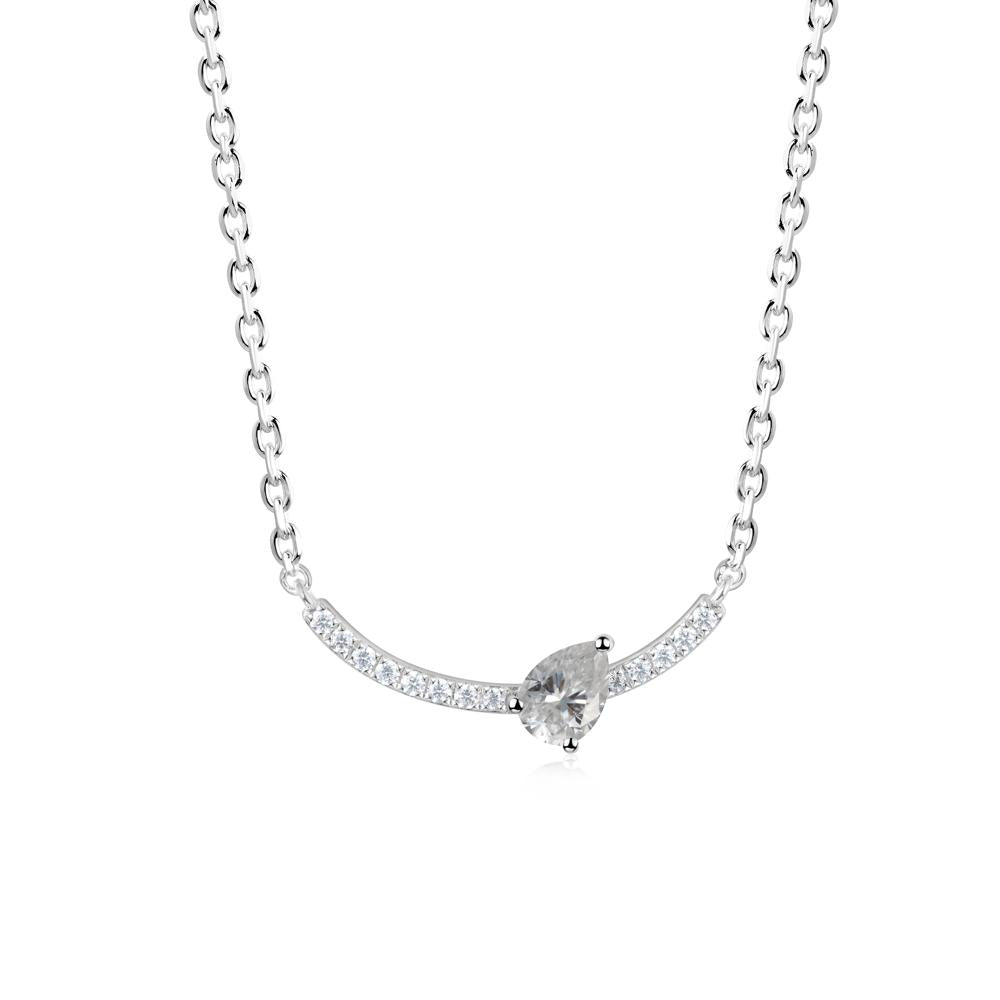 Teardrop Moissanite Smile Necklace - LUO Jewelry #metal_sterling silver
