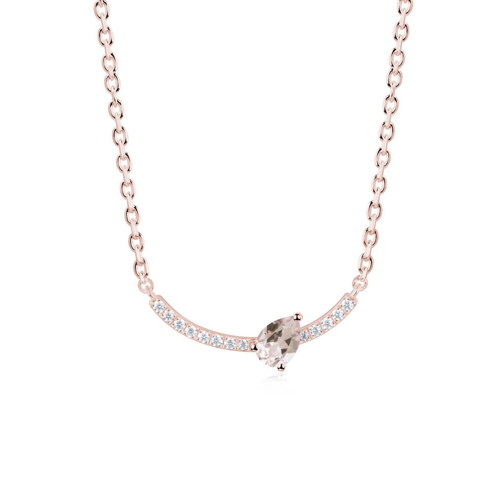 Pave Curve Morganite Necklace - LUO Jewelry #metal_18k rose gold