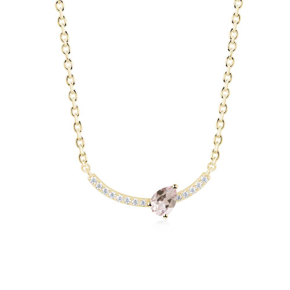 Pave Curve Morganite Necklace - LUO Jewelry #metal_18k yellow gold