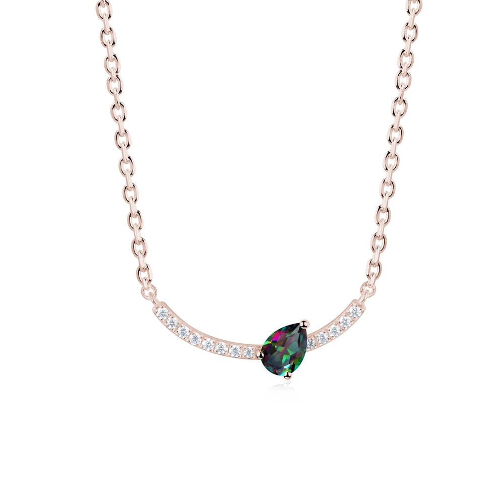 Pave Curve Mystic Topaz Necklace - LUO Jewelry #metal_14k rose gold