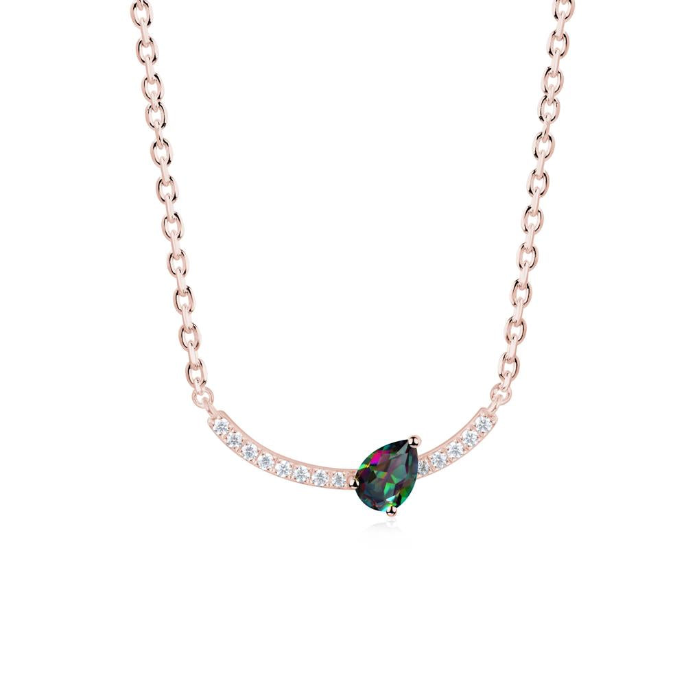 Pave Curve Mystic Topaz Necklace - LUO Jewelry #metal_18k rose gold