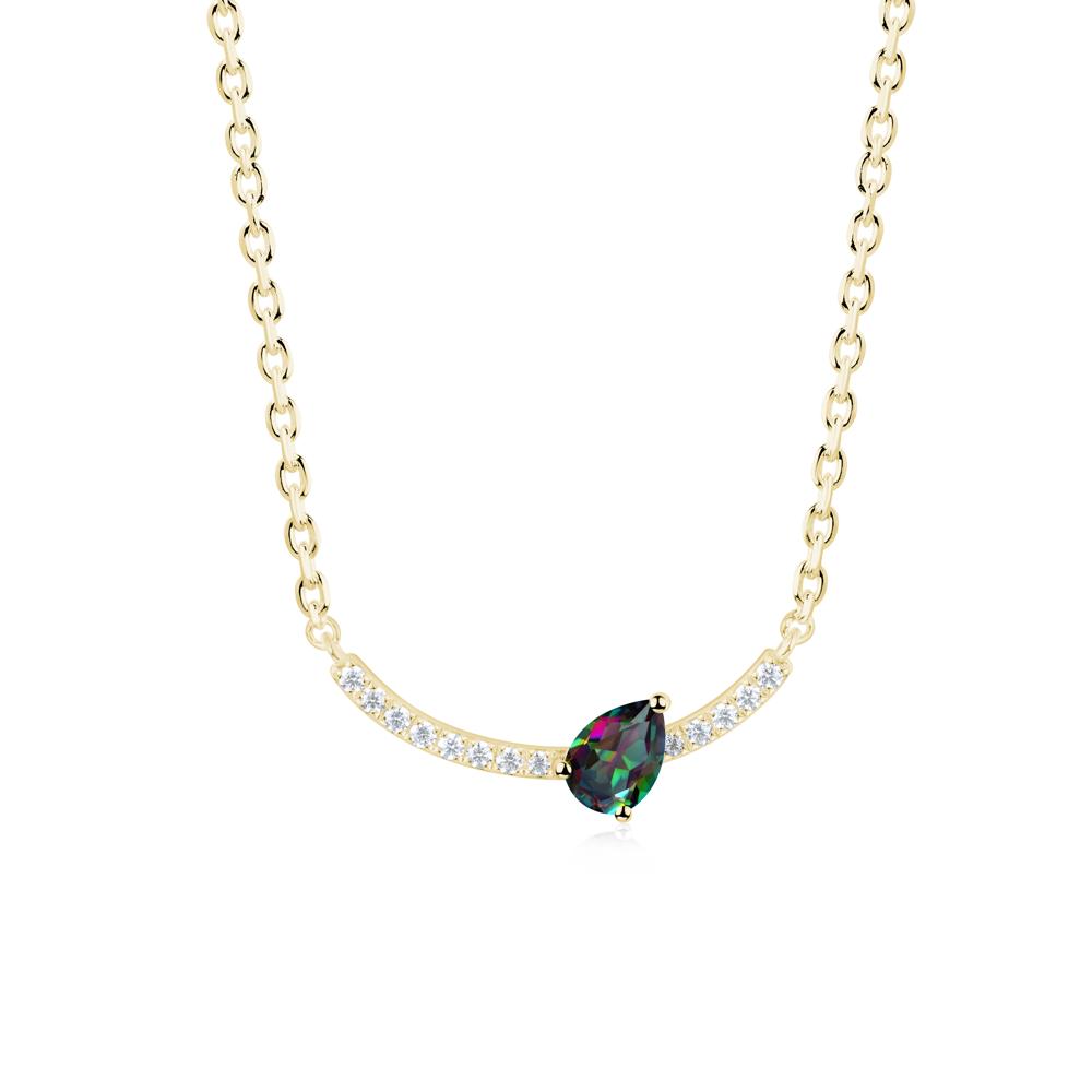 Pave Curve Mystic Topaz Necklace - LUO Jewelry #metal_18k yellow gold