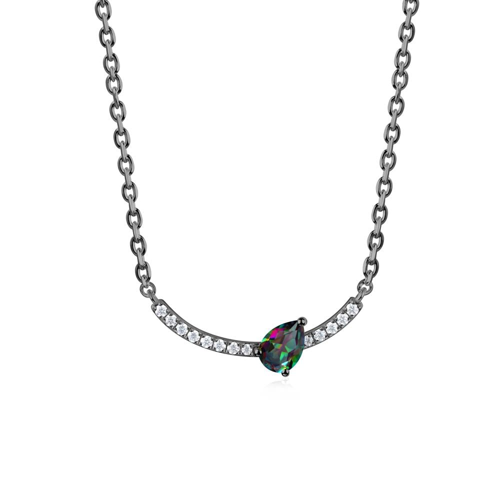 Pave Curve Mystic Topaz Necklace - LUO Jewelry #metal_black finish sterling silver