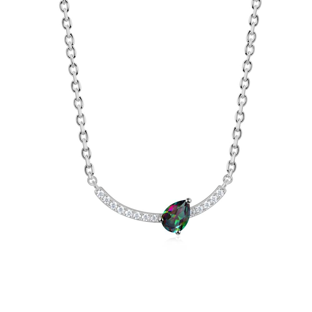 Pave Curve Mystic Topaz Necklace - LUO Jewelry #metal_platinum