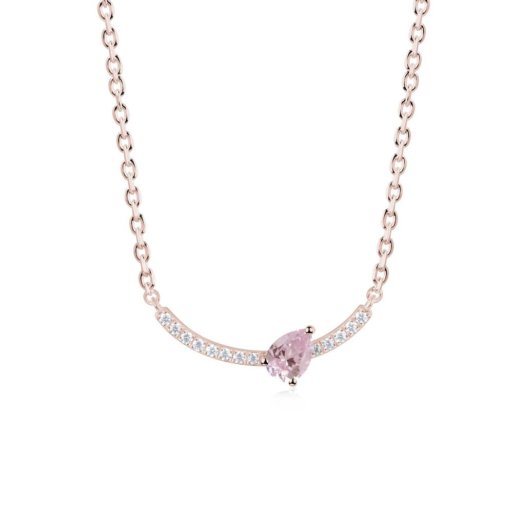 Pear Pink Cubic Zirconia Smile Necklace - LUO Jewelry #metal_14k rose gold