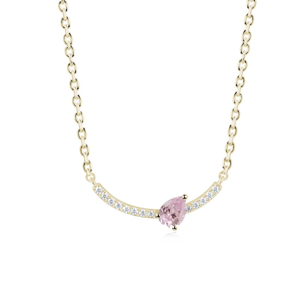 Pear Pink Cubic Zirconia Smile Necklace - LUO Jewelry #metal_14k yellow gold