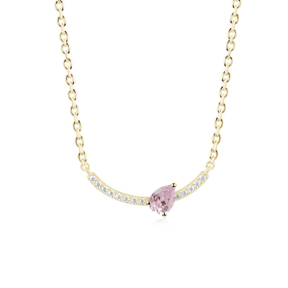 Pear Pink Cubic Zirconia Smile Necklace - LUO Jewelry #metal_18k yellow gold
