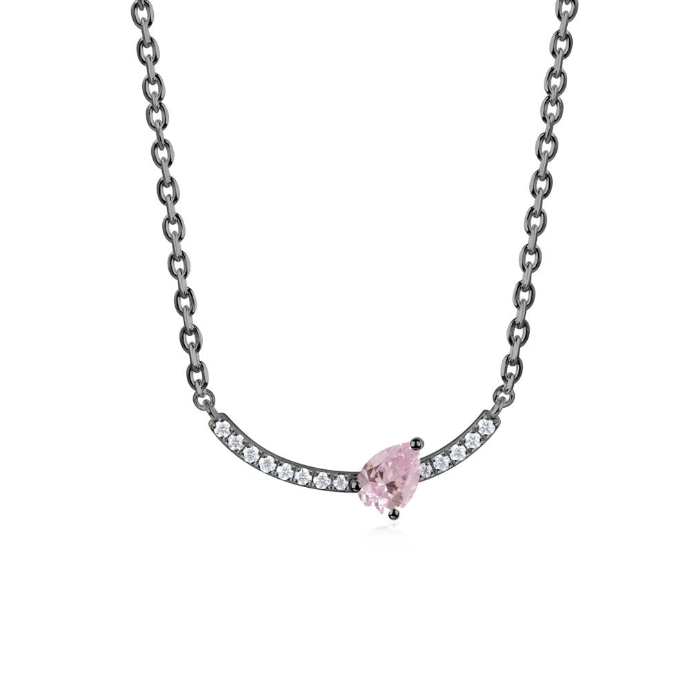 Pear Pink Cubic Zirconia Smile Necklace - LUO Jewelry #metal_black finish sterling silver