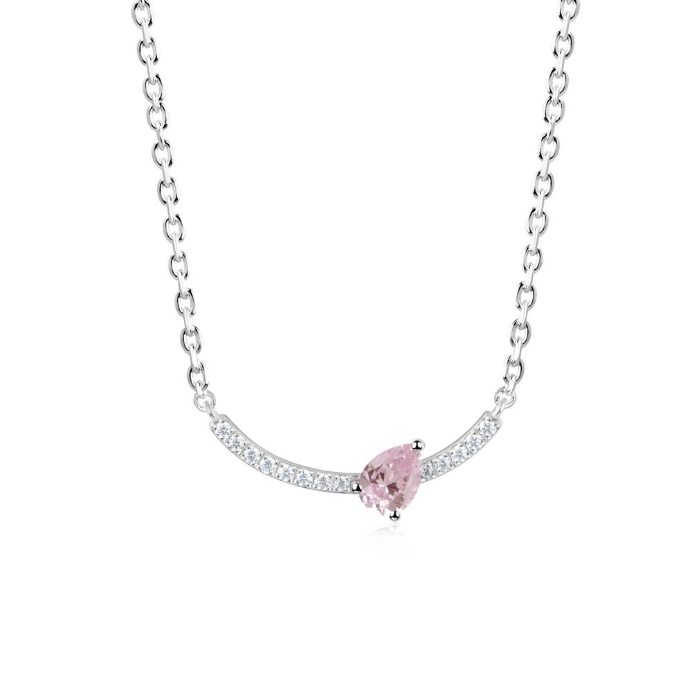 Pear Pink Cubic Zirconia Smile Necklace - LUO Jewelry #metal_sterling silver