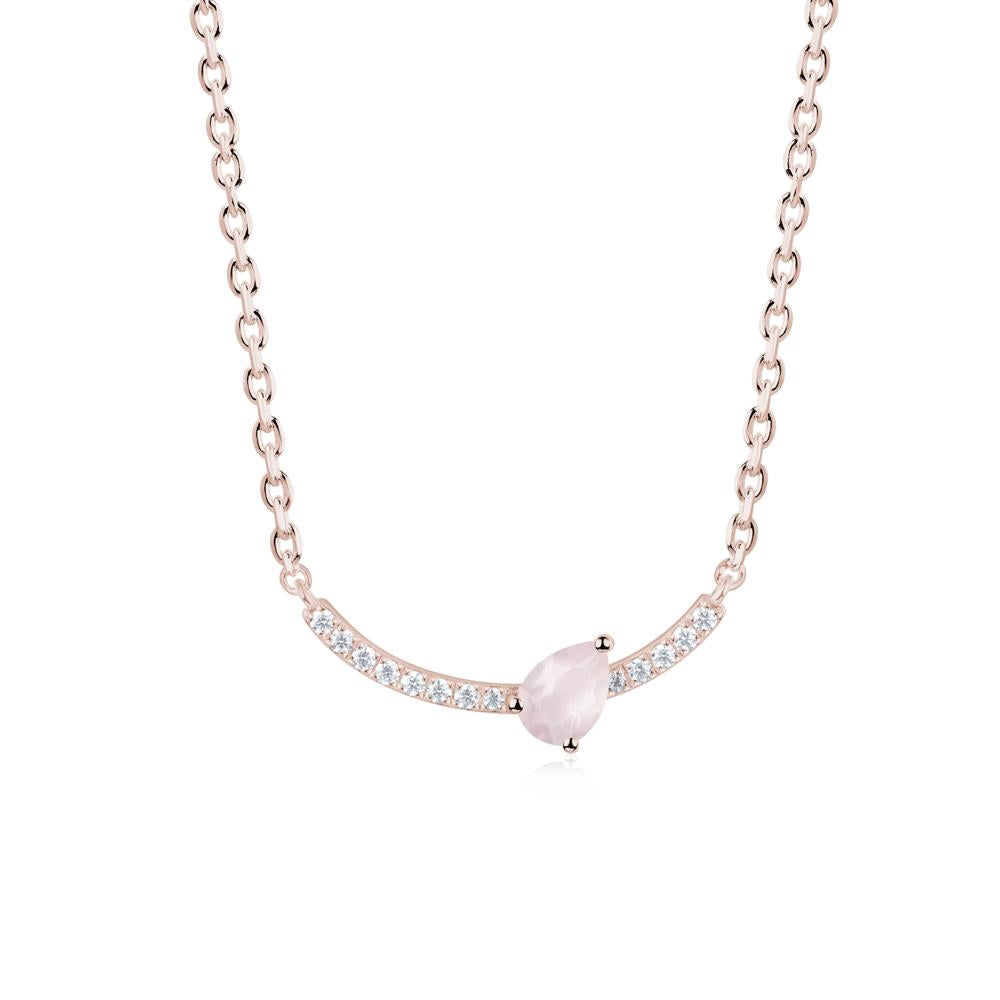 Pear Rose Quartz Smile Necklace - LUO Jewelry #metal_14k rose gold