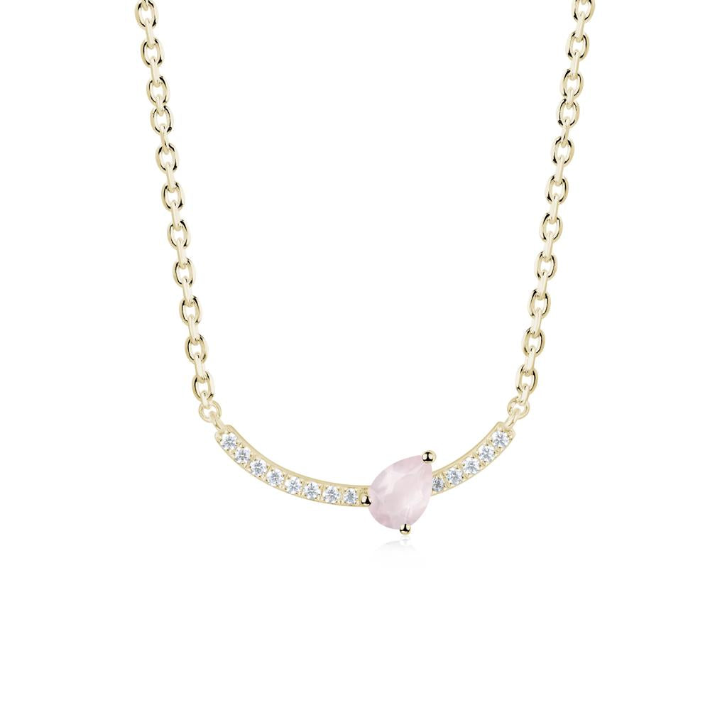 Pear Rose Quartz Smile Necklace - LUO Jewelry #metal_14k yellow gold