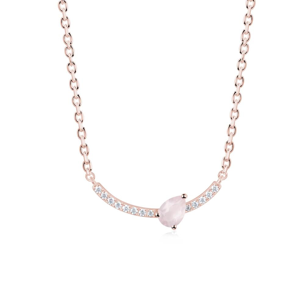 Pear Rose Quartz Smile Necklace - LUO Jewelry #metal_18k rose gold