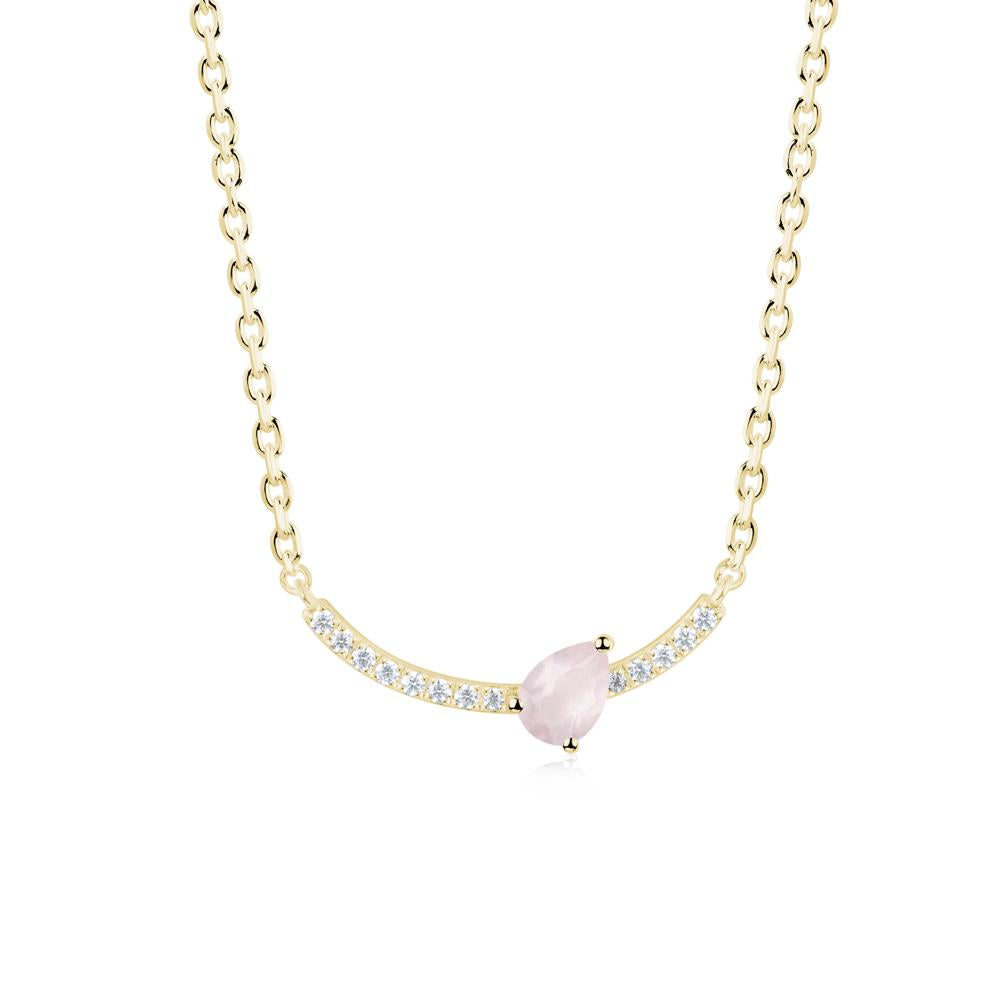 Pear Rose Quartz Smile Necklace - LUO Jewelry #metal_18k yellow gold