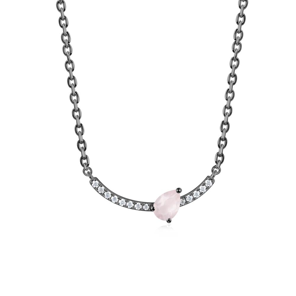 Pear Rose Quartz Smile Necklace - LUO Jewelry #metal_black finish sterling silver