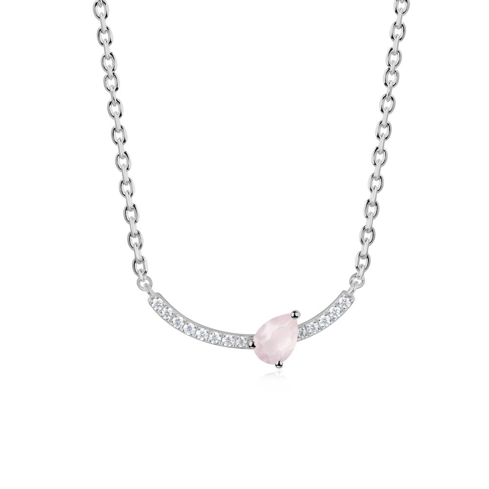 Pear Rose Quartz Smile Necklace - LUO Jewelry #metal_platinum