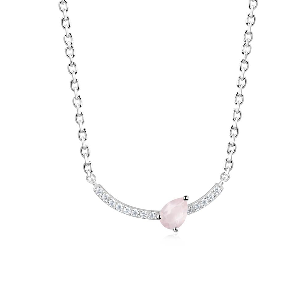 Pear Rose Quartz Smile Necklace - LUO Jewelry #metal_sterling silver