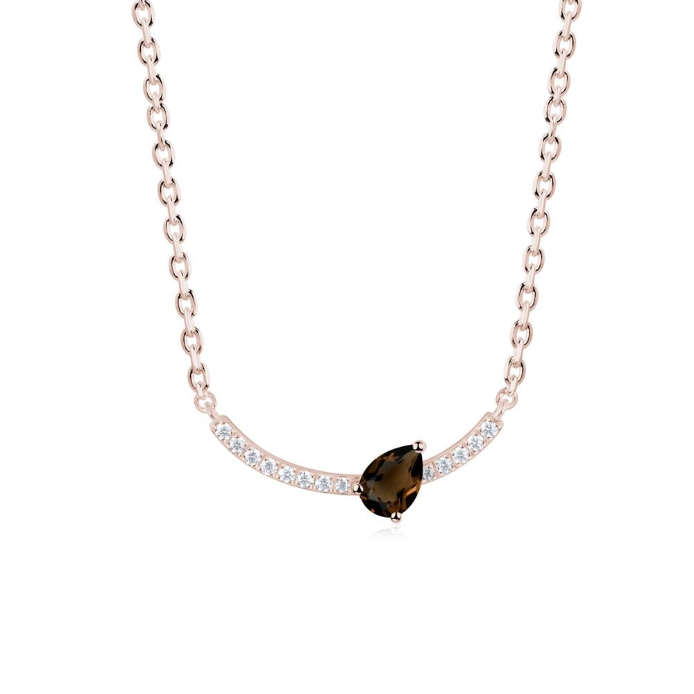 Pave Curve Smoky Quartz Necklace - LUO Jewelry #metal_14k rose gold