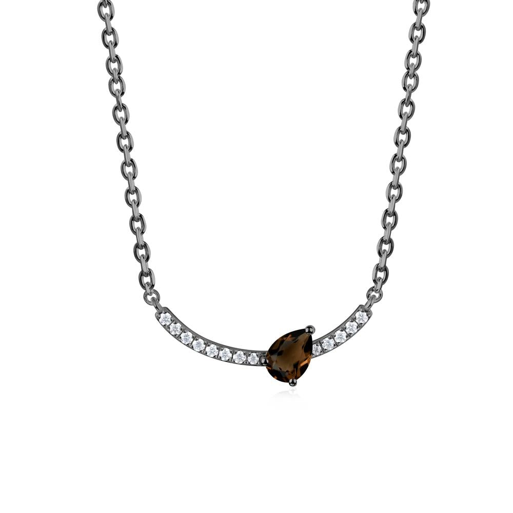 Pave Curve Smoky Quartz Necklace - LUO Jewelry #metal_black finish sterling silver