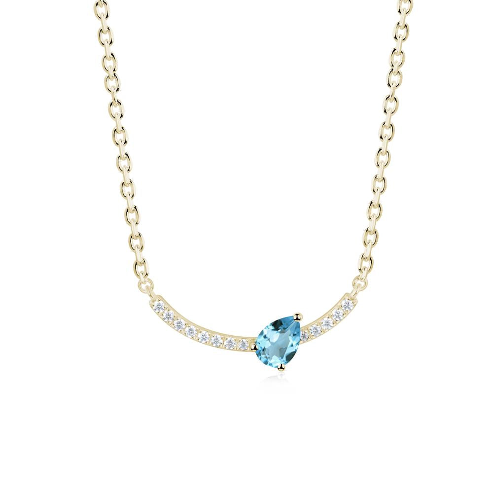 Pear Swiss Blue Topaz Smile Necklace - LUO Jewelry #metal_14k yellow gold