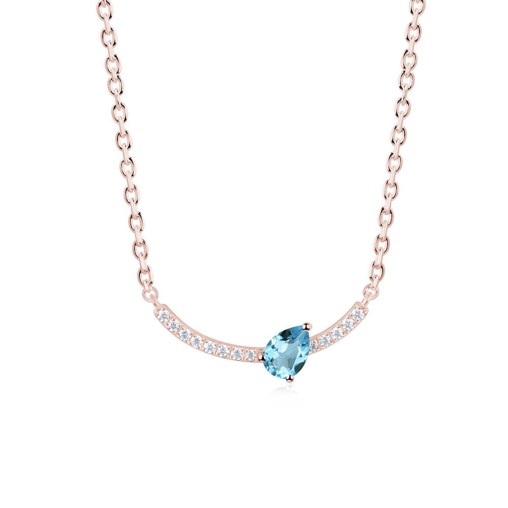 Pear Swiss Blue Topaz Smile Necklace - LUO Jewelry #metal_18k rose gold