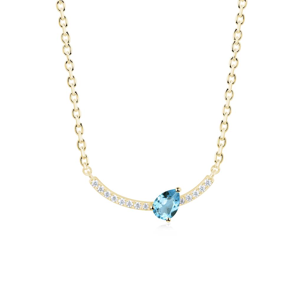 Pear Swiss Blue Topaz Smile Necklace - LUO Jewelry #metal_18k yellow gold