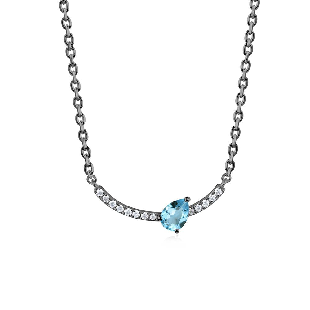 Pear Swiss Blue Topaz Smile Necklace - LUO Jewelry #metal_black finish sterling silver