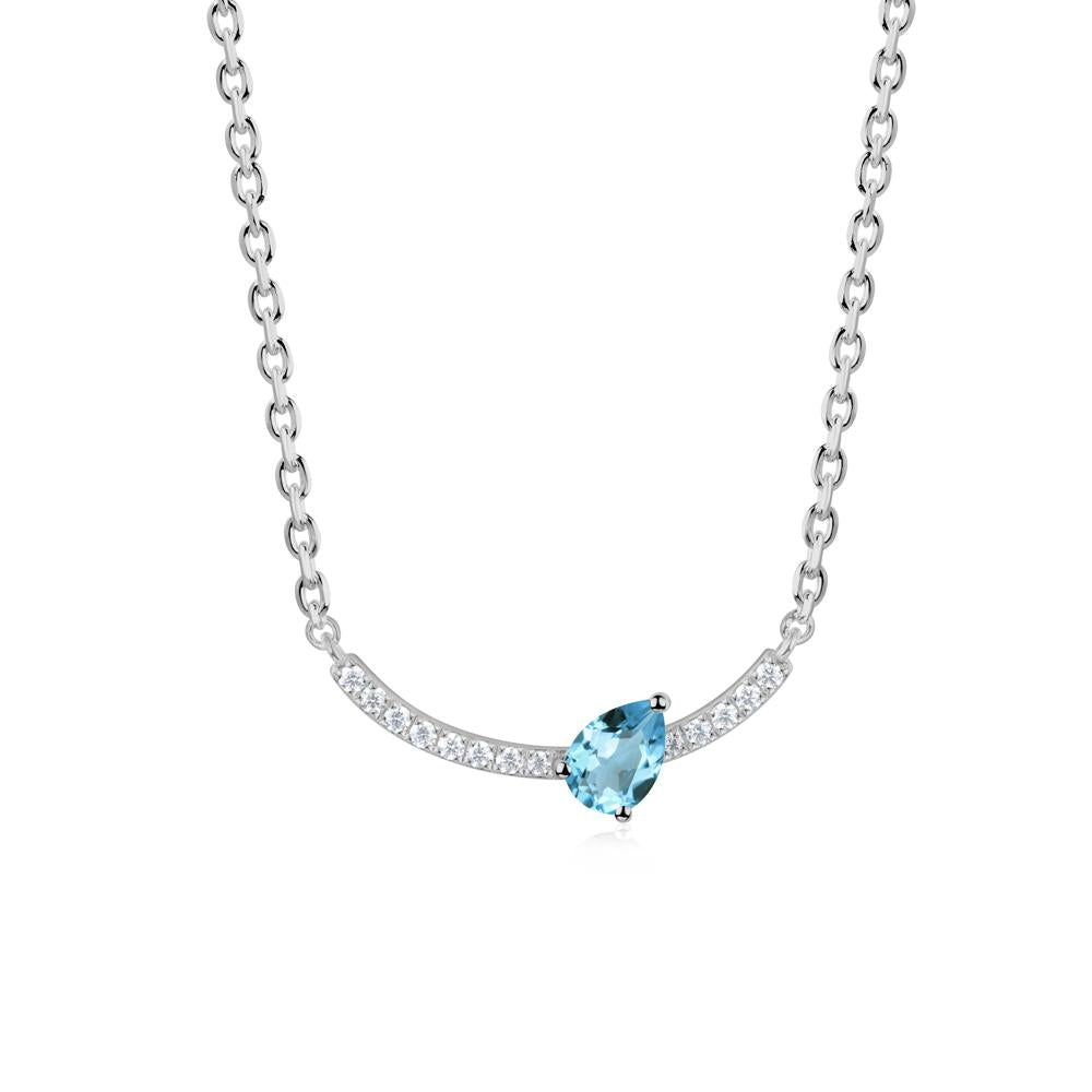Pear Swiss Blue Topaz Smile Necklace - LUO Jewelry #metal_platinum