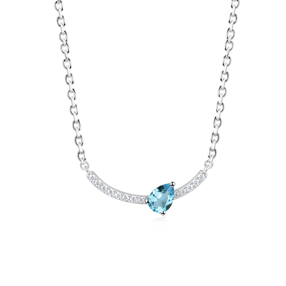 Pear Swiss Blue Topaz Smile Necklace - LUO Jewelry #metal_sterling silver
