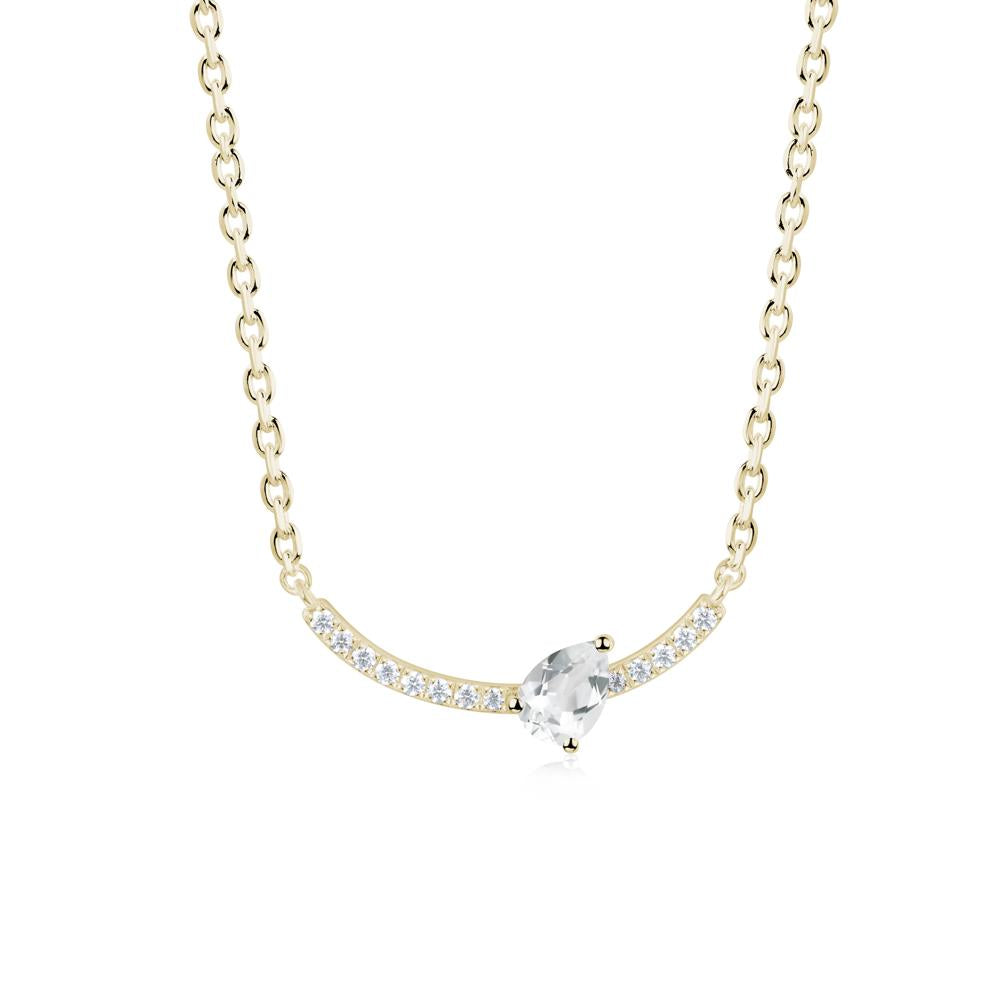 Pear White Topaz Smile Necklace - LUO Jewelry #metal_14k yellow gold