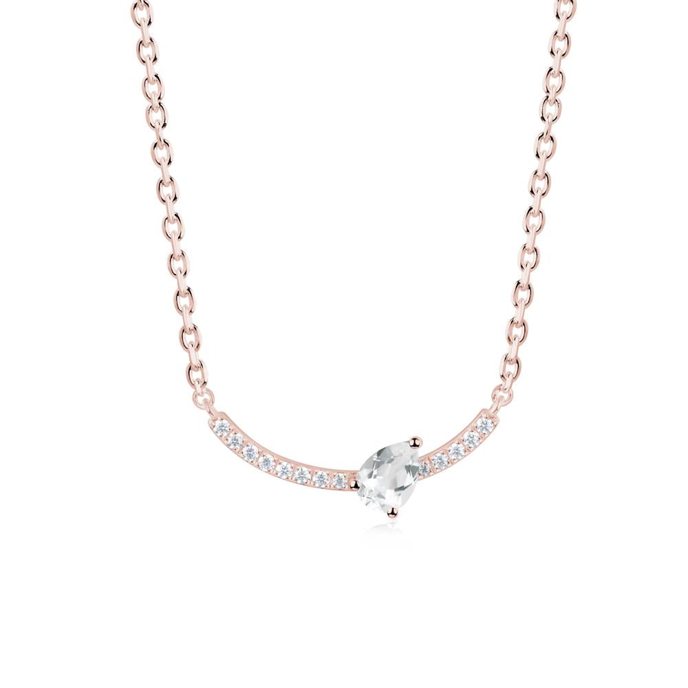 Pear White Topaz Smile Necklace - LUO Jewelry #metal_18k rose gold