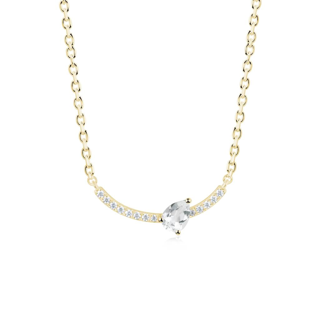 Pear White Topaz Smile Necklace - LUO Jewelry #metal_18k yellow gold