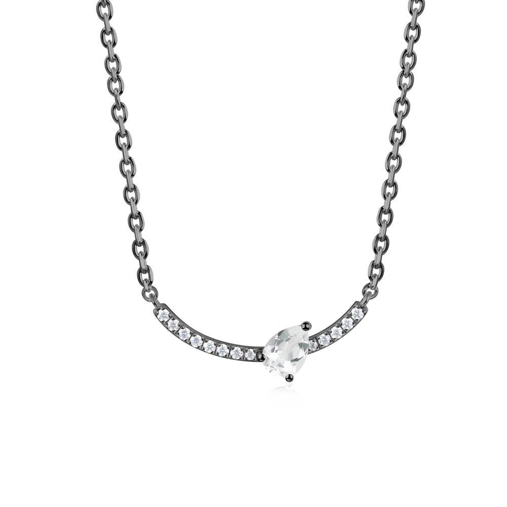 Pear White Topaz Smile Necklace - LUO Jewelry #metal_black finish sterling silver