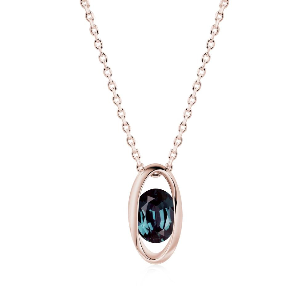 Oval Alexandrite Solitaire Pendant - LUO Jewelry #metal_14k rose gold