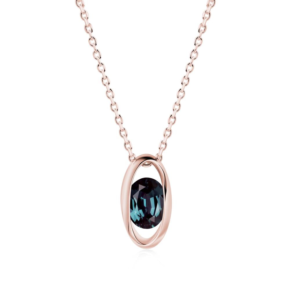 Oval Alexandrite Solitaire Pendant - LUO Jewelry #metal_18k rose gold