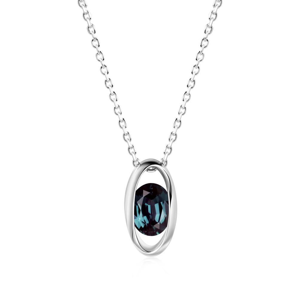 Oval Alexandrite Solitaire Pendant - LUO Jewelry #metal_18k white gold